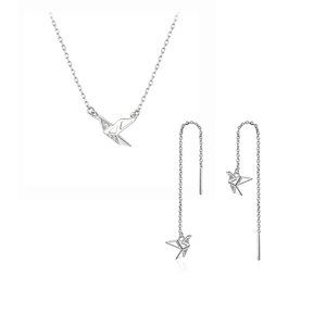 [Set of 2] 925 Sterling Silver Diamond Paper Crane
